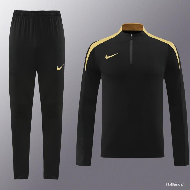 24/25 Nike Black/Golden Half Zipper Jacket+Long Pants