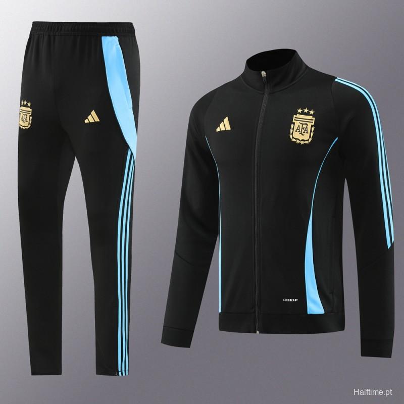 2024 Argentina Black Full Zipper Jacket +Long Pants