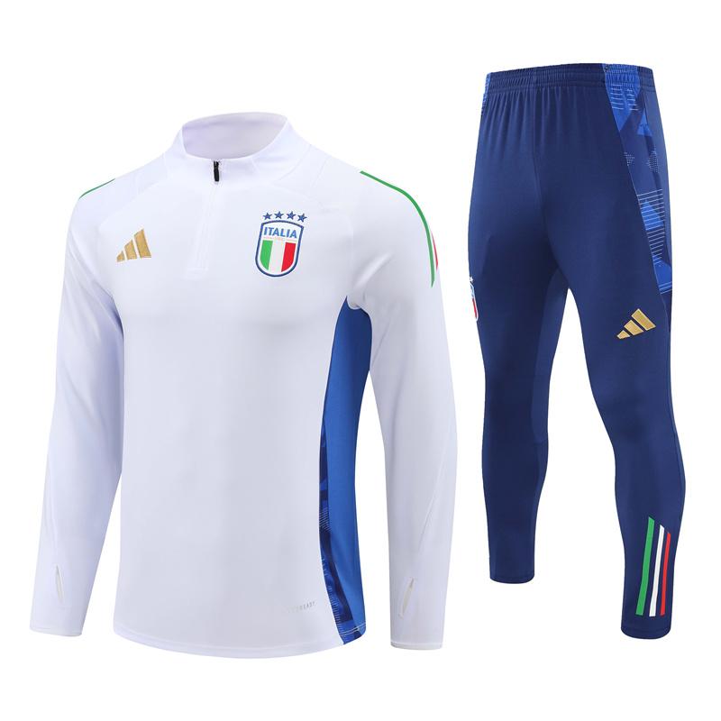 2024 Italy White Half Zipper Jacket+Long Pants