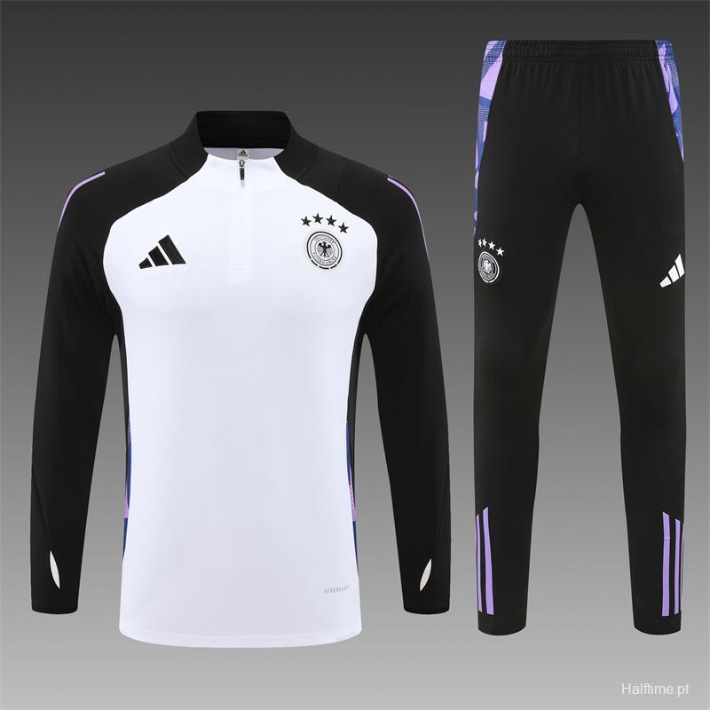 2024 Germany Black/White Half Zipper Jacket+Long Pants