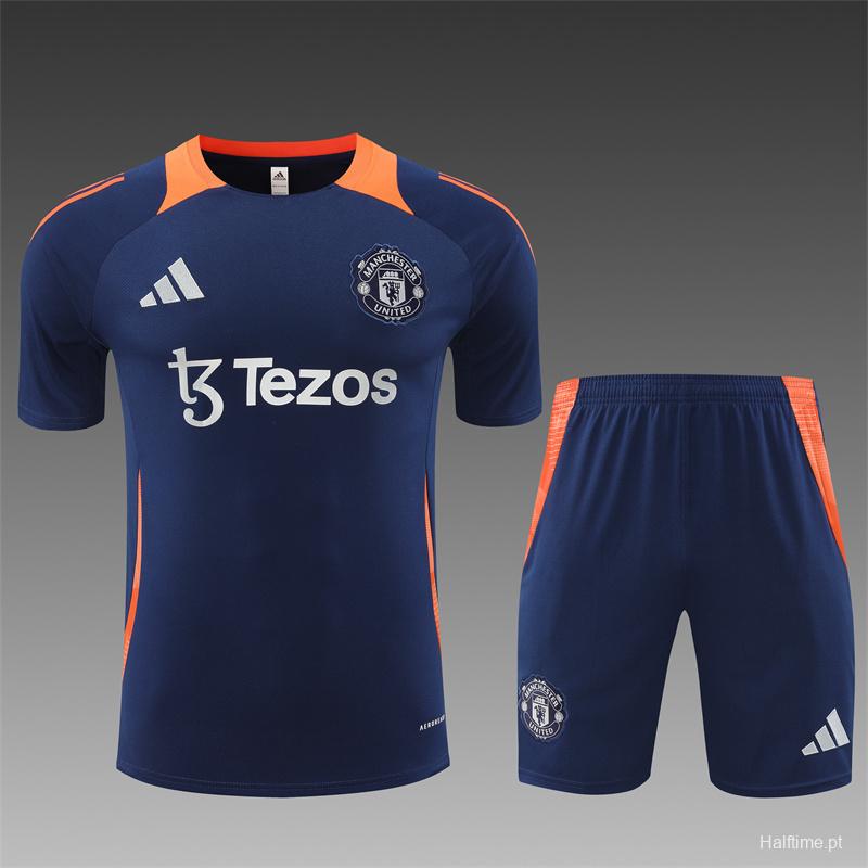 24/25 Manchester United Navy Short Sleeve Jersey+Shorts