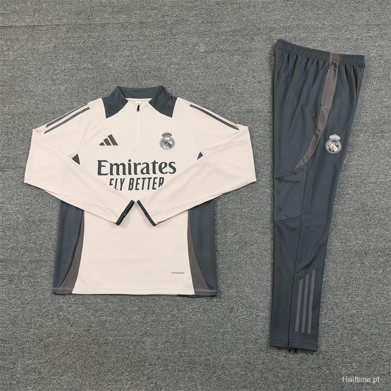 24/25 Real Madrid Khaki Half Zipper Jacket+Long Pants