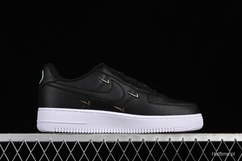 Nike Air Force 1 '07 Low Black Gold Swoosh Casual Sneakers - CT1990-001