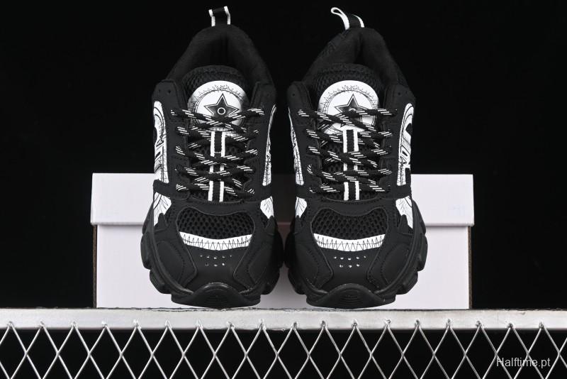 Dior Chrono Round Toe Lace-Up Lifestyle Casual Running Sneakers - 6865 BLACK WHITE