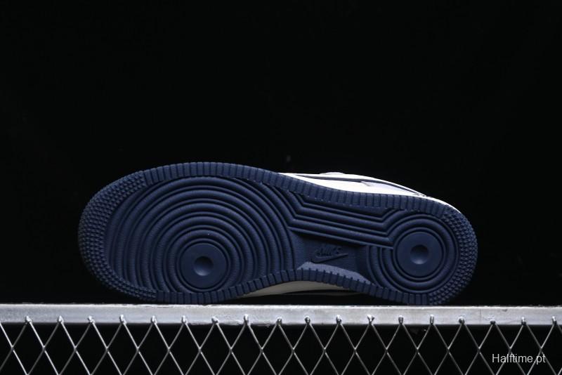 Nike Air Force 1 '07 Low Stussy Collaboration - Grey White with Blue Outsole Low-Top Casual Sneakers - SJ6698-006