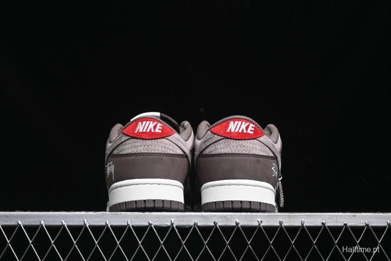 Nike SB Dunk Low Stussy Collaboration - Beige Brown Swoosh Anniversary High-End Custom Low-Top Casual Skate Shoes - SF1029-408
