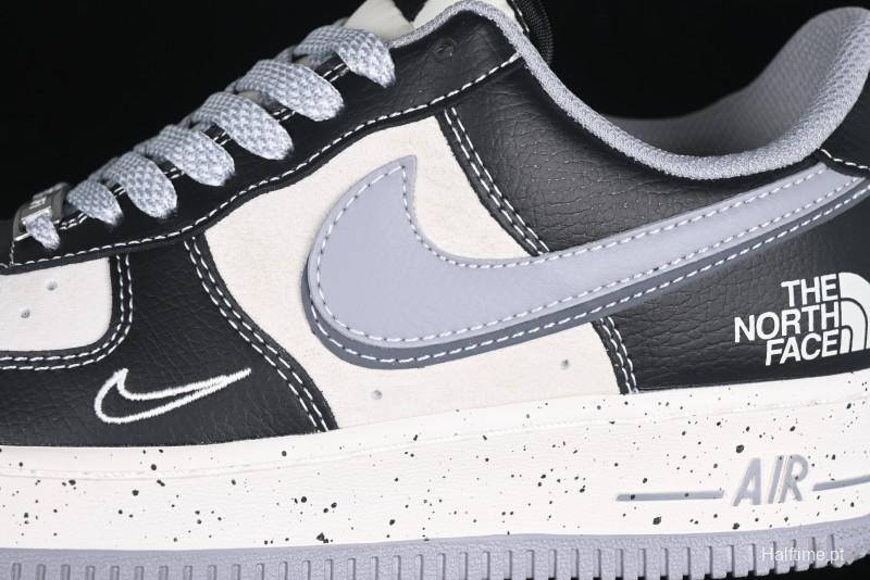 Nike Air Force 1 '07 Low The North Face Collaboration Black Grey Double Swoosh Casual Sneakers - DM6688-020