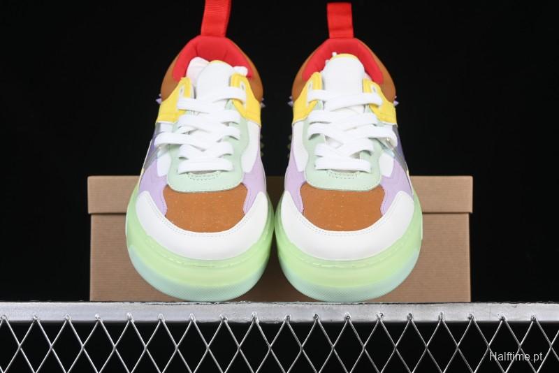 Christian Louboutin Funnyto Flat French Luxury Brand Green Color Block Low Top Sneakers - X.D4