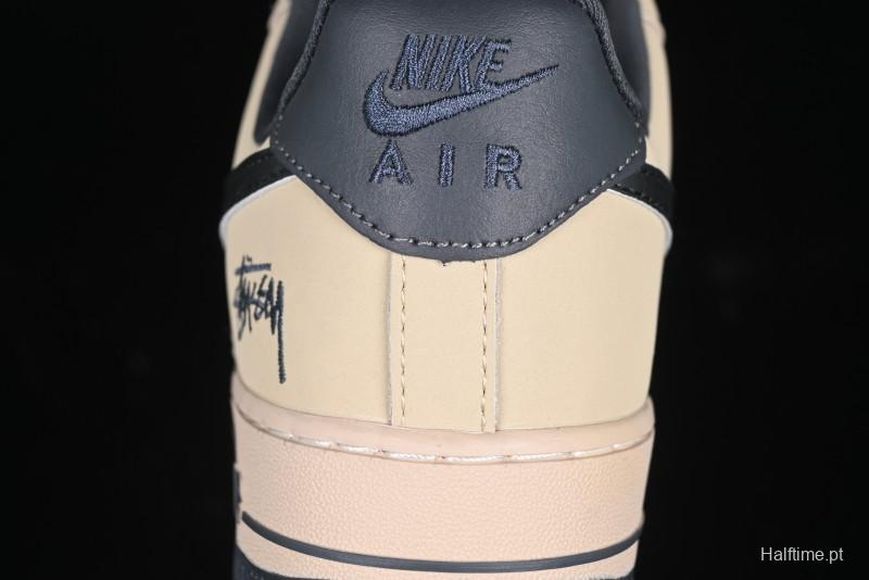 Nike Air Force 1 '07 Low Stussy Collaboration Grey Fog Swoosh Low-Top Casual Sneakers - KK1988-033