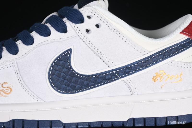 Nike SB Dunk Low Year of the Snake Limited Edition Blue Snake Swoosh Anniversary Custom Low-Top Casual Sneakers - XX3168-112