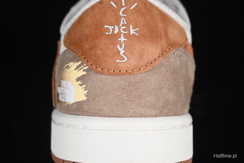 Nike Travis Scott x Fragment Design x Air Jordan 1 Low OG SP AJ1 Mocha Gold Low-top Casual Sneakers - DM7866-040
