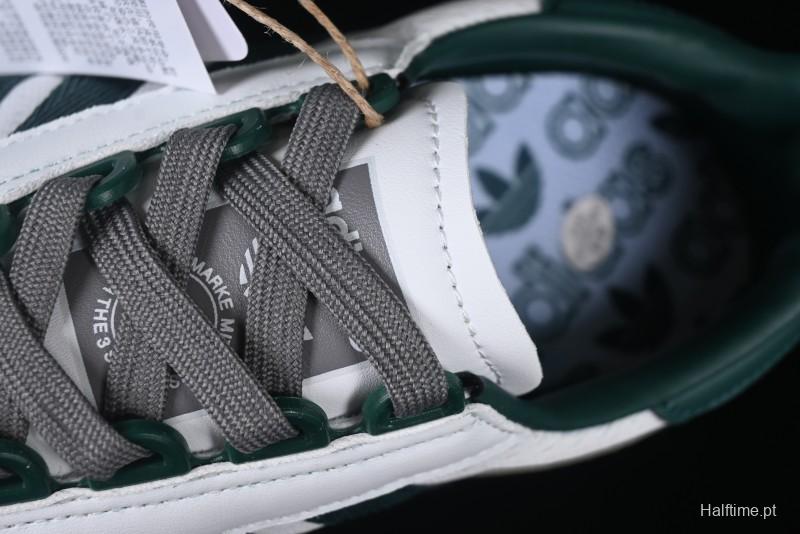 Adidas Retro-Inspired Sneakers - White, Grey & Green with Boost Sole