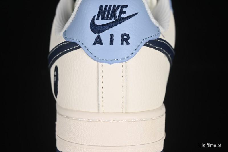 Nike Air Force 1 '07 Low Bape Collaboration Light Blue Swoosh Casual Sneakers - XS1958-554