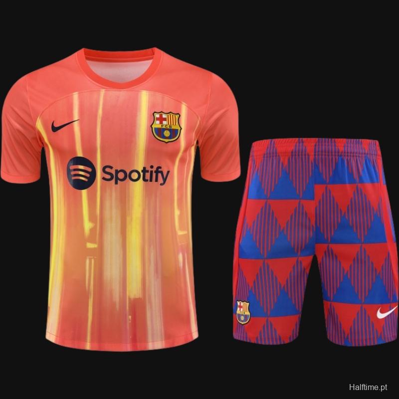 23-24  Barcelona Orange Short Sleeve Jersey+Shorts