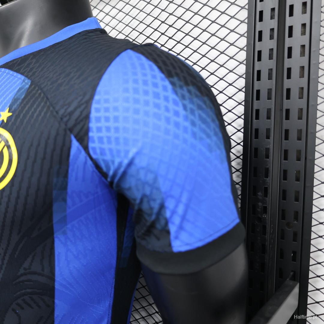 Player Version 23/24 Inter Milan Home Jersey With Paramount Plus Sponsor
