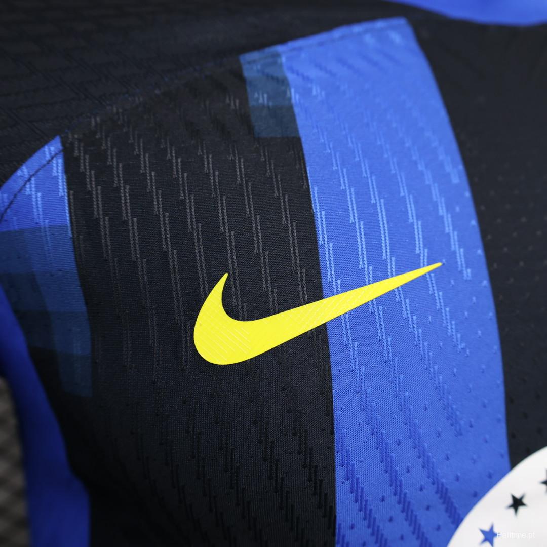 Player Version 23/24 Inter Milan Home Jersey With Paramount Plus Sponsor