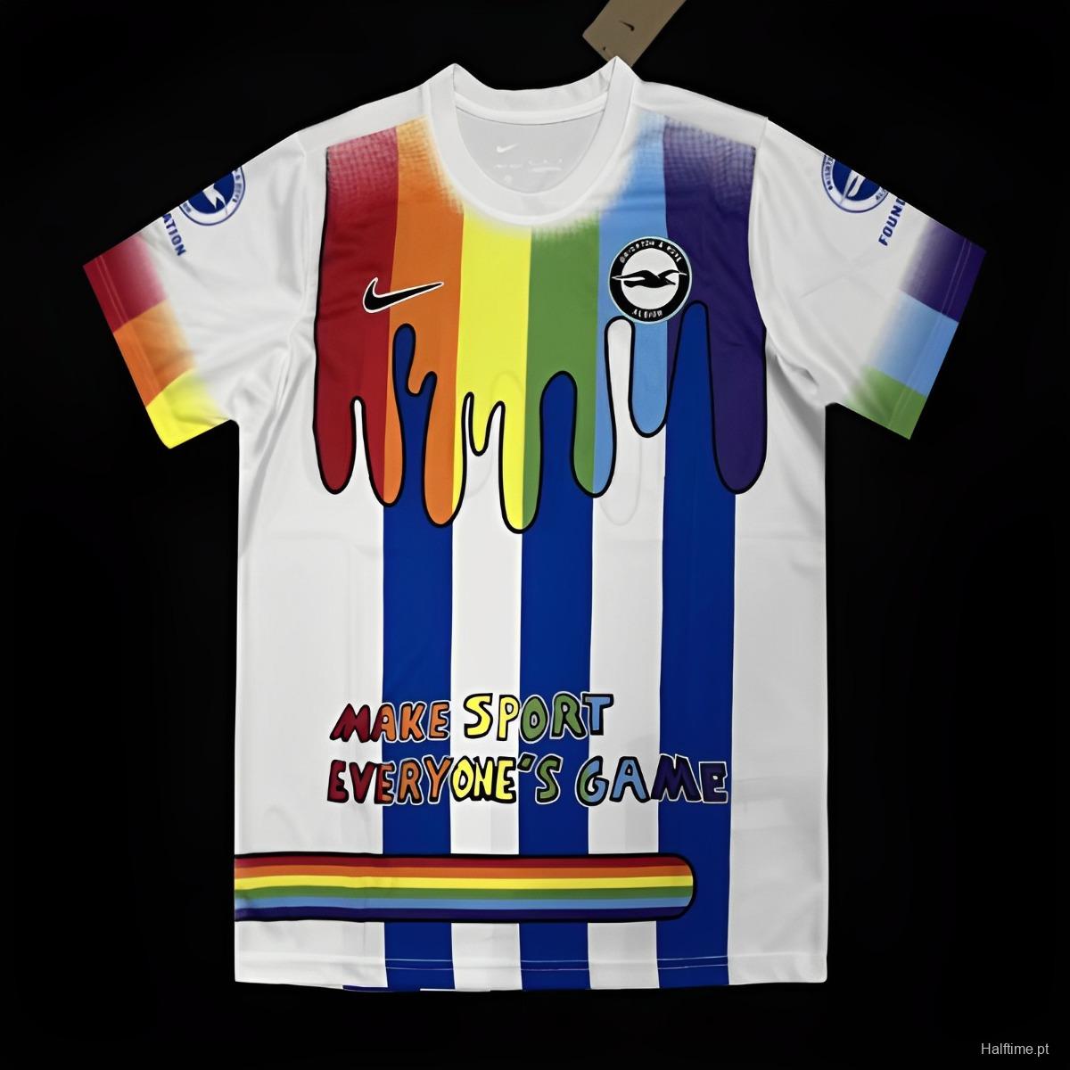 23/24 Brighton Pre-Match Rainbow Laces Sussex Cchoolgirl Designs Jersey